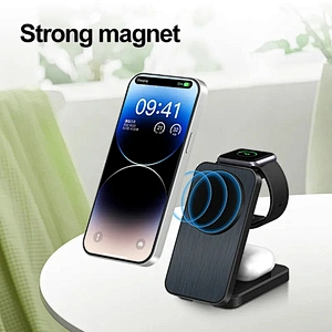 JEDI Factory Price 2023 Newest Fast Charging Station 15W Magnetic 3 In 1 Folding Wireless Charger With Logo Printing