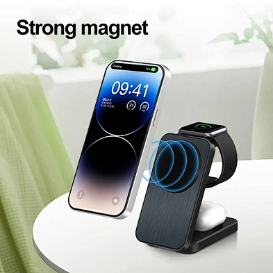 JEDI Factory Price 2023 Newest Fast Charging Station 15W Magnetic 3 In 1 Folding Wireless Charger With Logo Printing